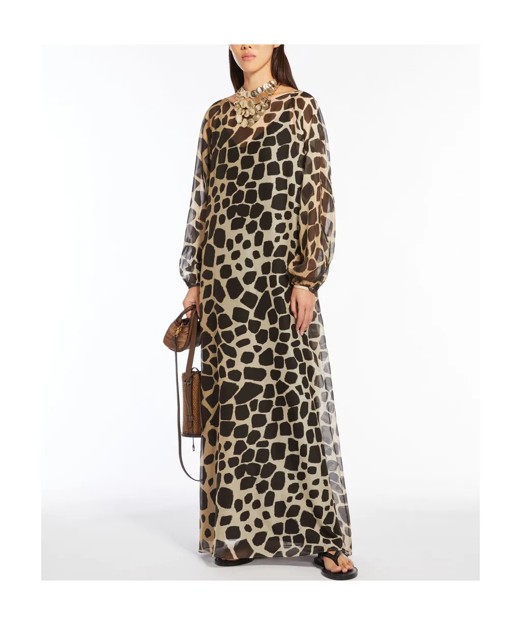 All-Over Patterned Long-Sleeved Dress