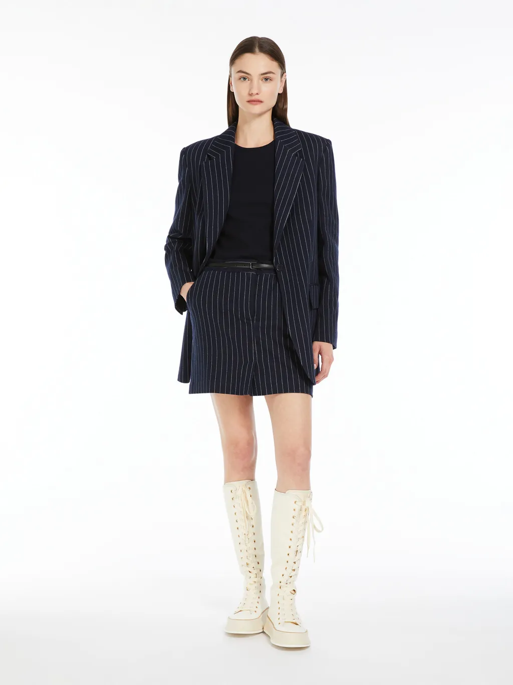 Pinstripe Cashmere Skirt