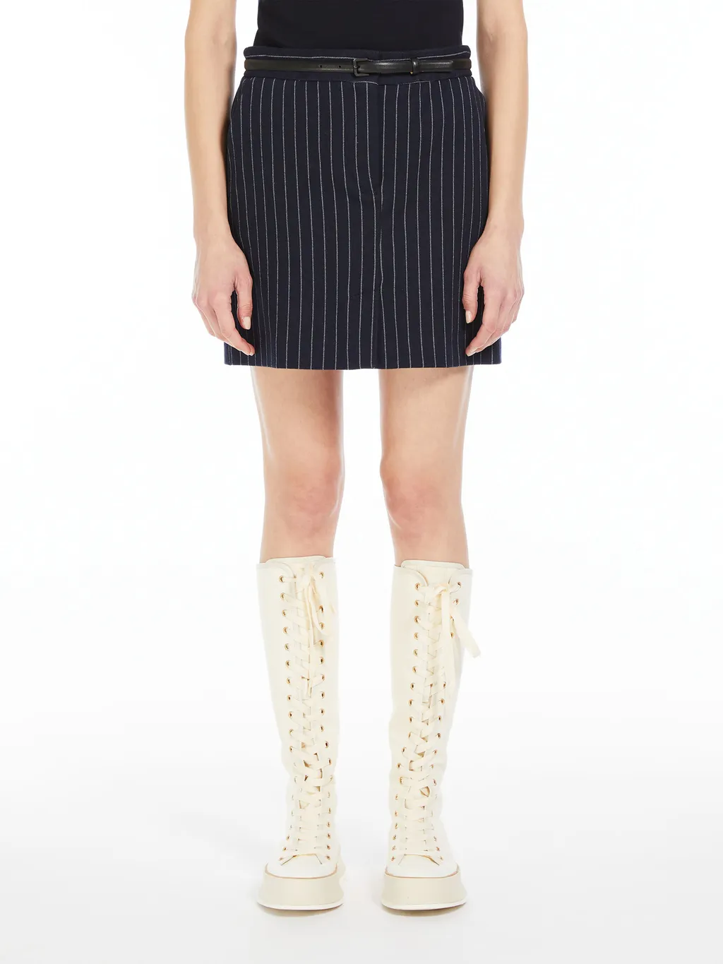 Pinstripe Cashmere Skirt