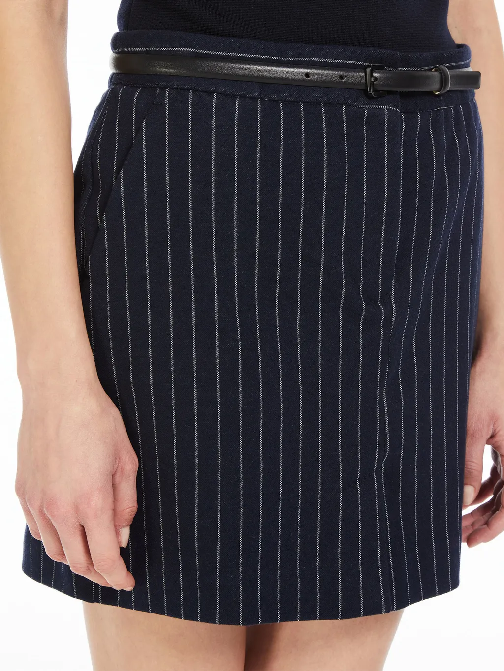 Pinstripe Cashmere Skirt
