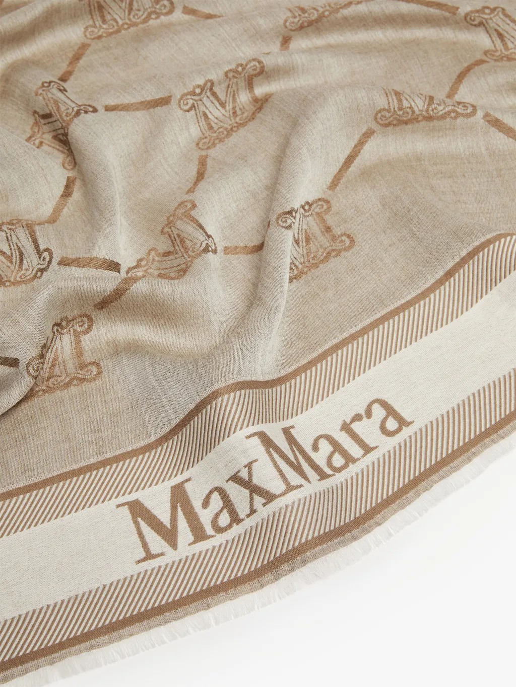 Logo Printed Fringed Edge Scarf