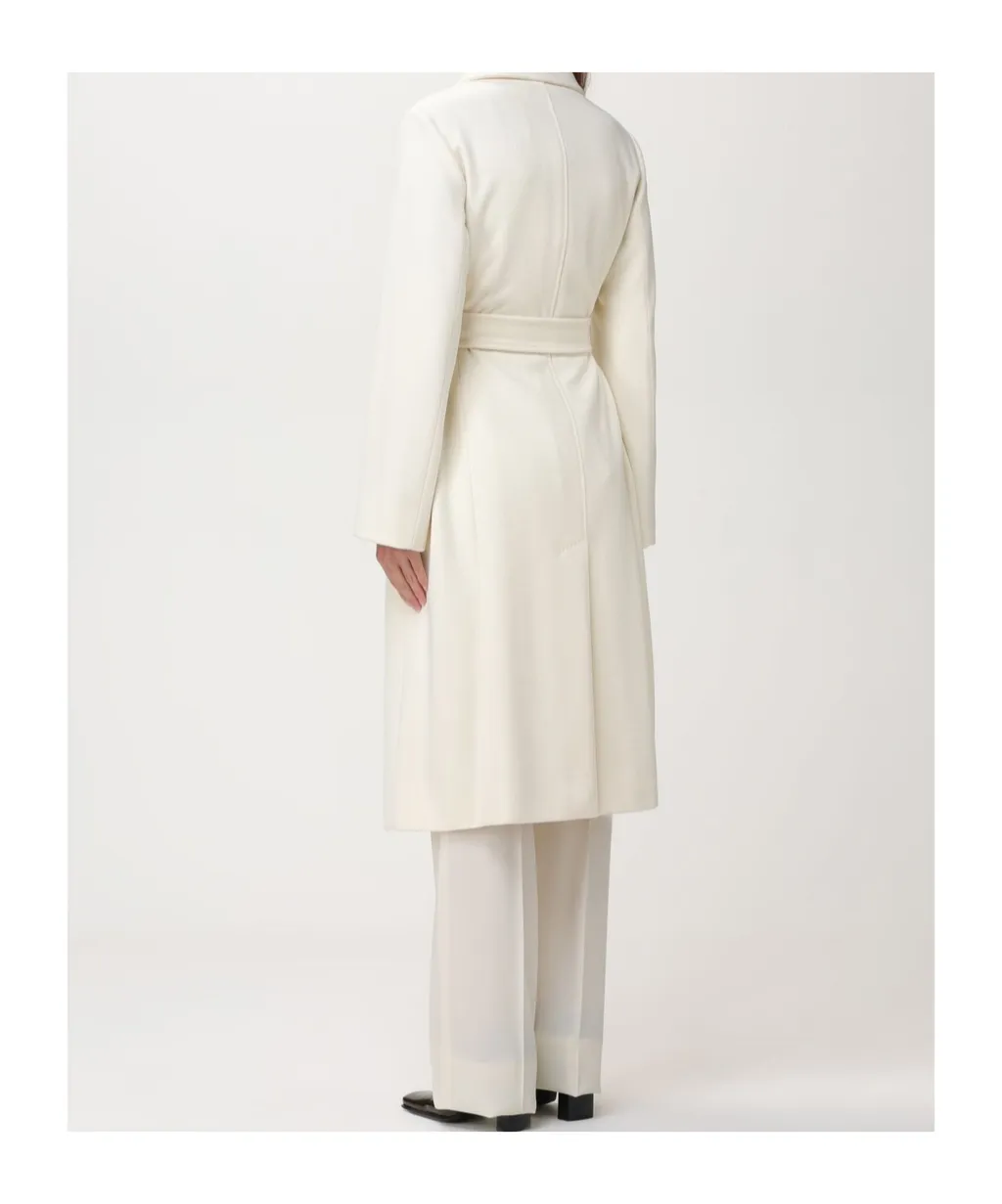 Belted Long-Sleeved Wool Coat