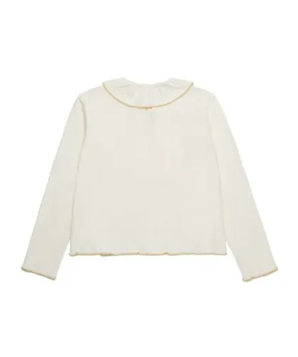 Ruffled-Collar Long-Sleeved T-Shirt
