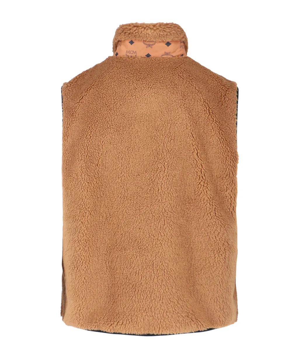 Shearling Sleeveless High Collar Jacket