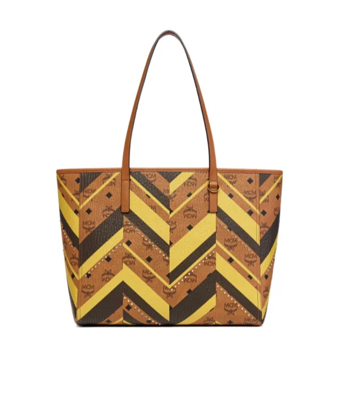 Toni Top-Zip Shopper In Mega Herringbone Visetos