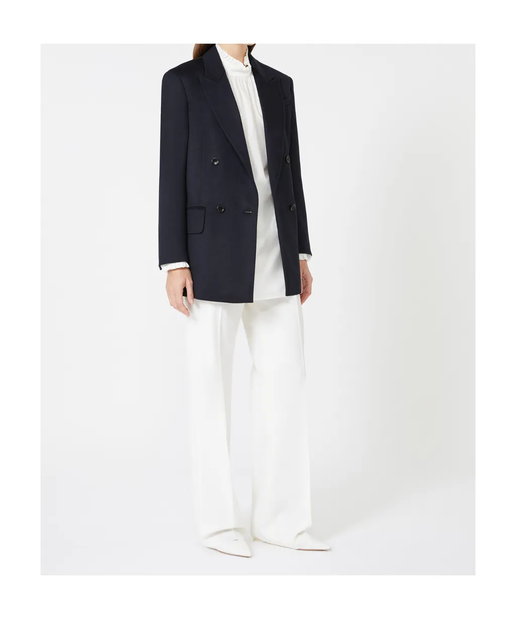 Straight Gabardine Wool Trousers