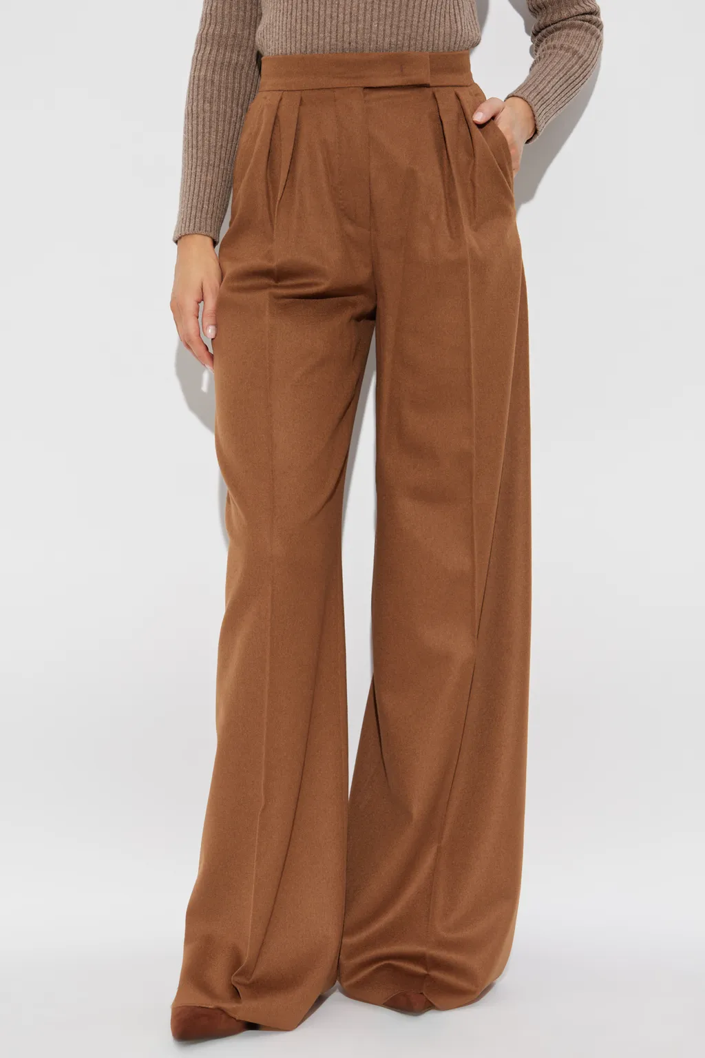 Wide Camel Color Trousers