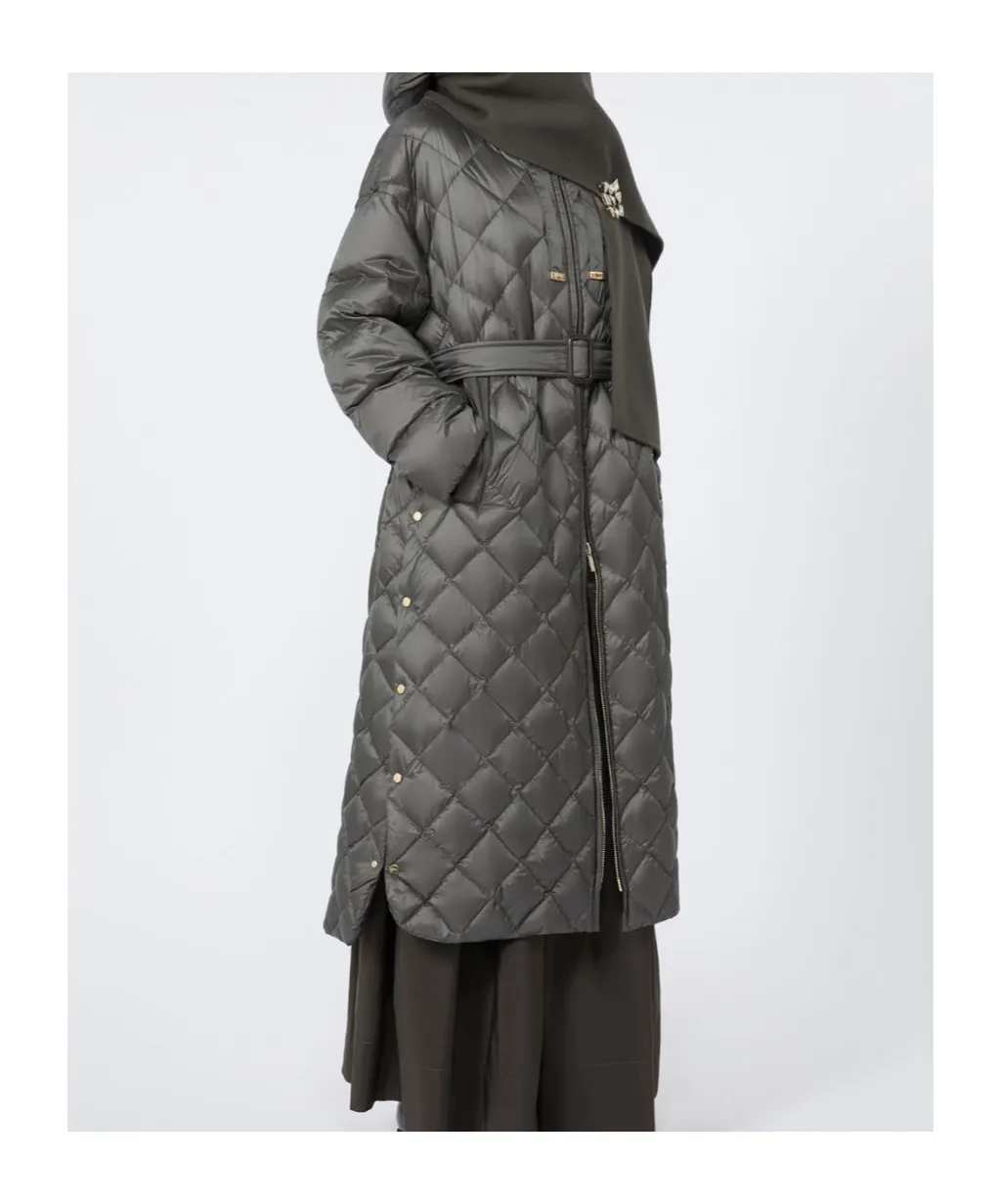 Long Quilted Down Jacket In Water-Repellent Fabric