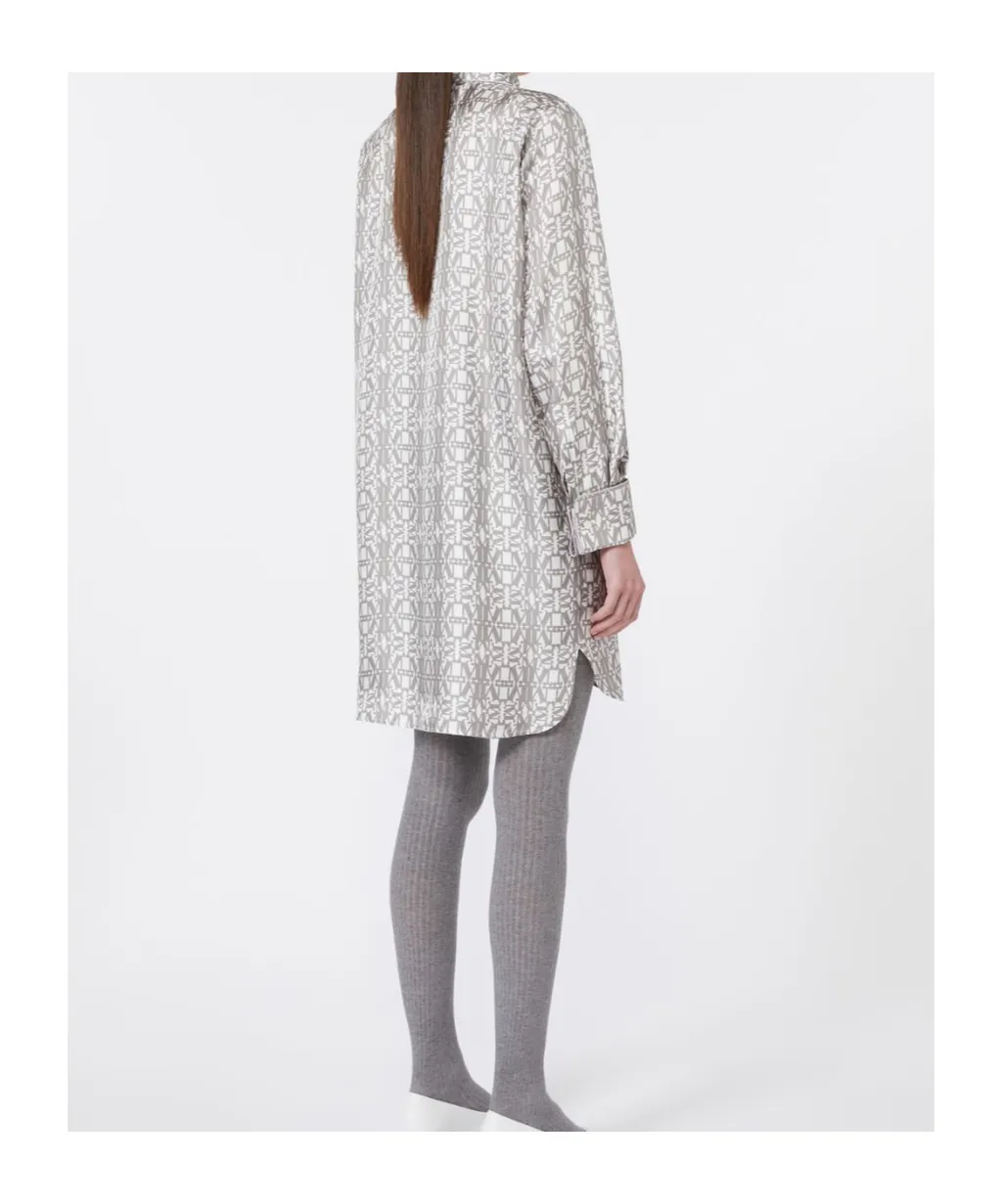 Graphic Printed Long-Sleeved Shirt Dress