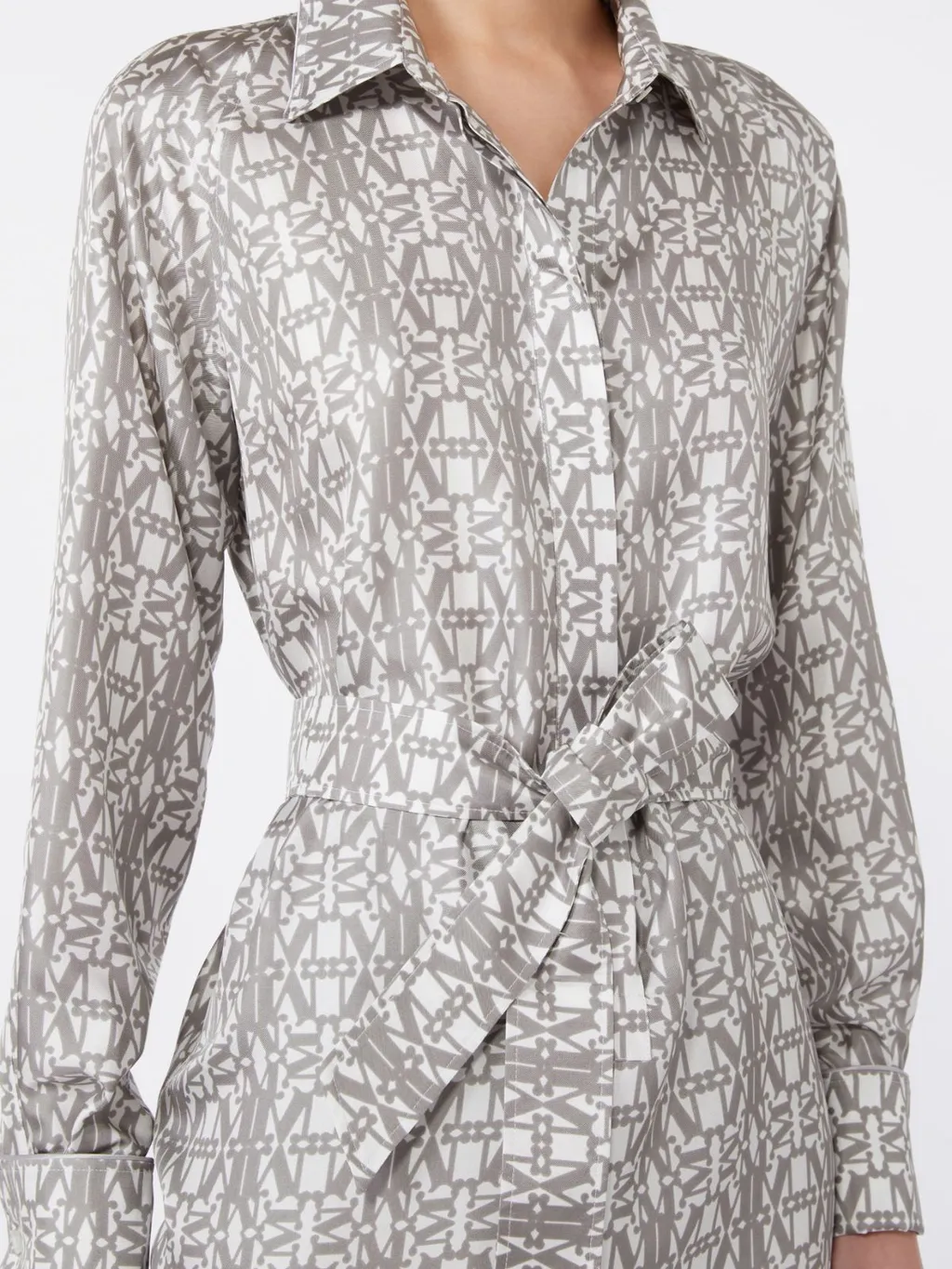 Graphic Printed Long-Sleeved Shirt Dress