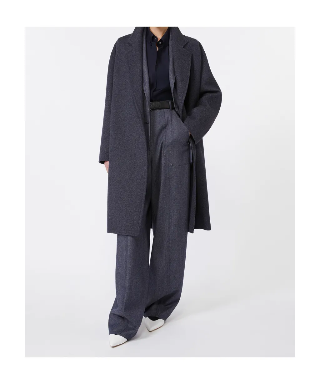 Denim-Effect Wool Coat