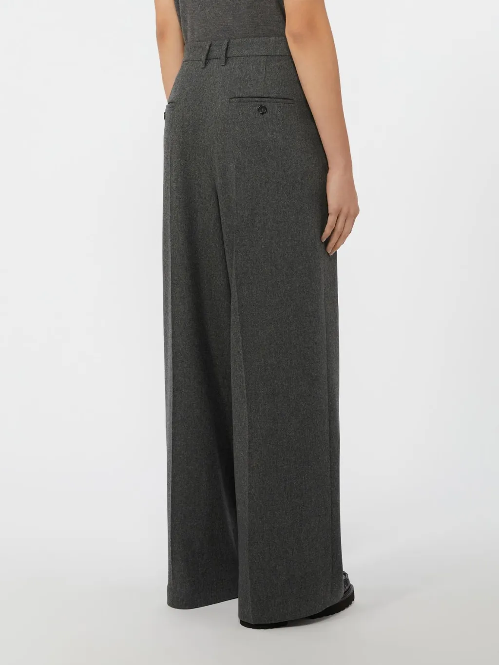Wide-Fit Wool Flannel Trousers