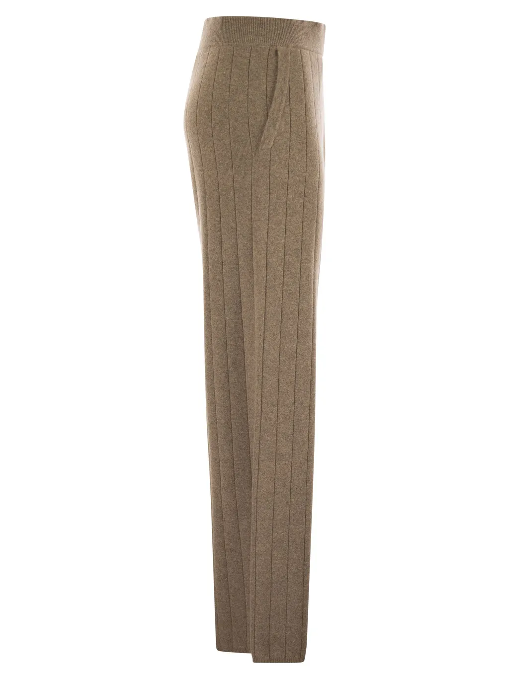 Wide-Leg Ribbed Trousers