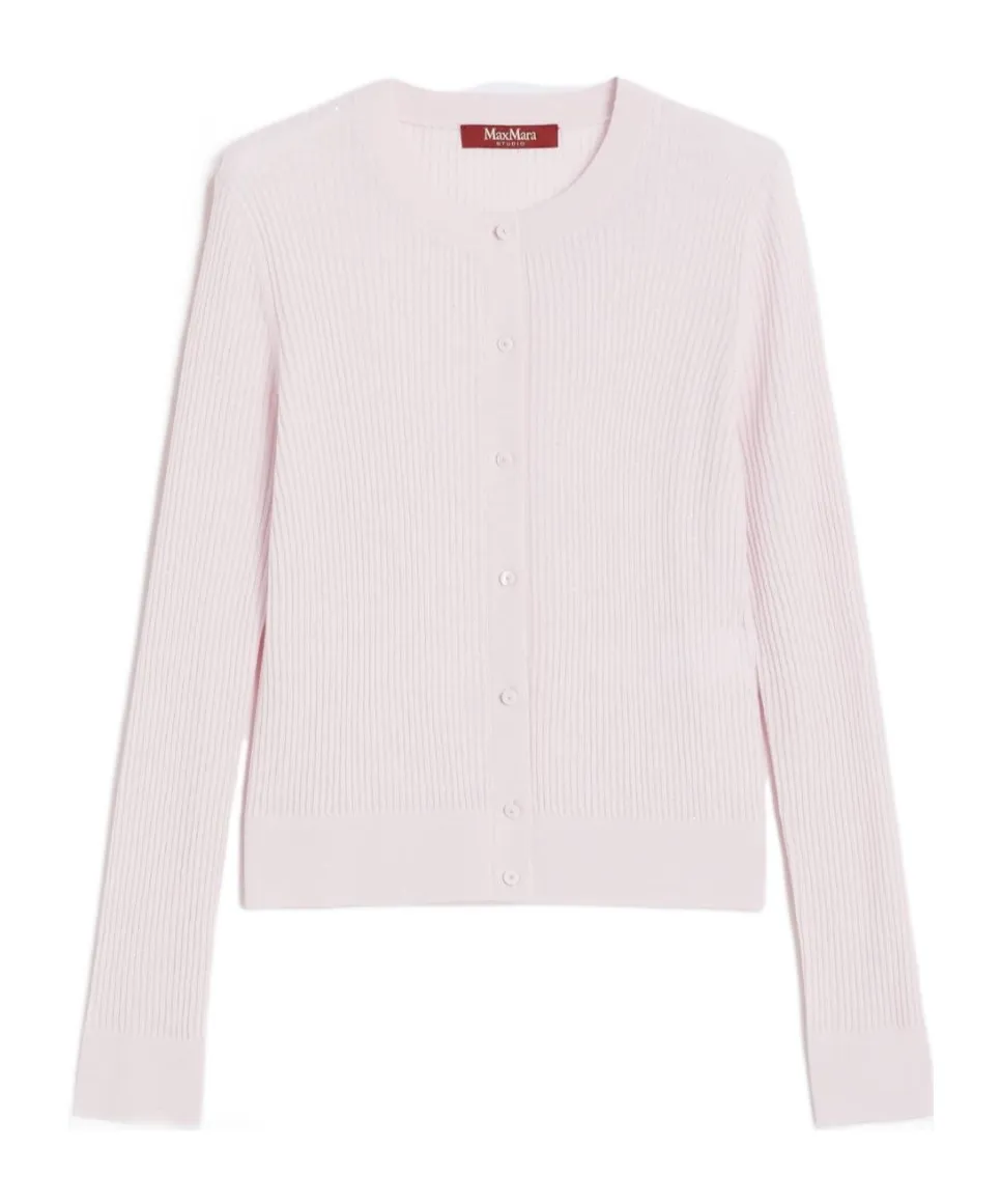 Wool And Silk Crew-Neck Cardigan