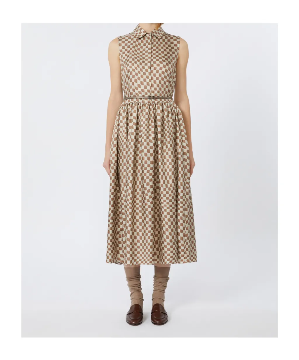 Flared Printed Silk Dress