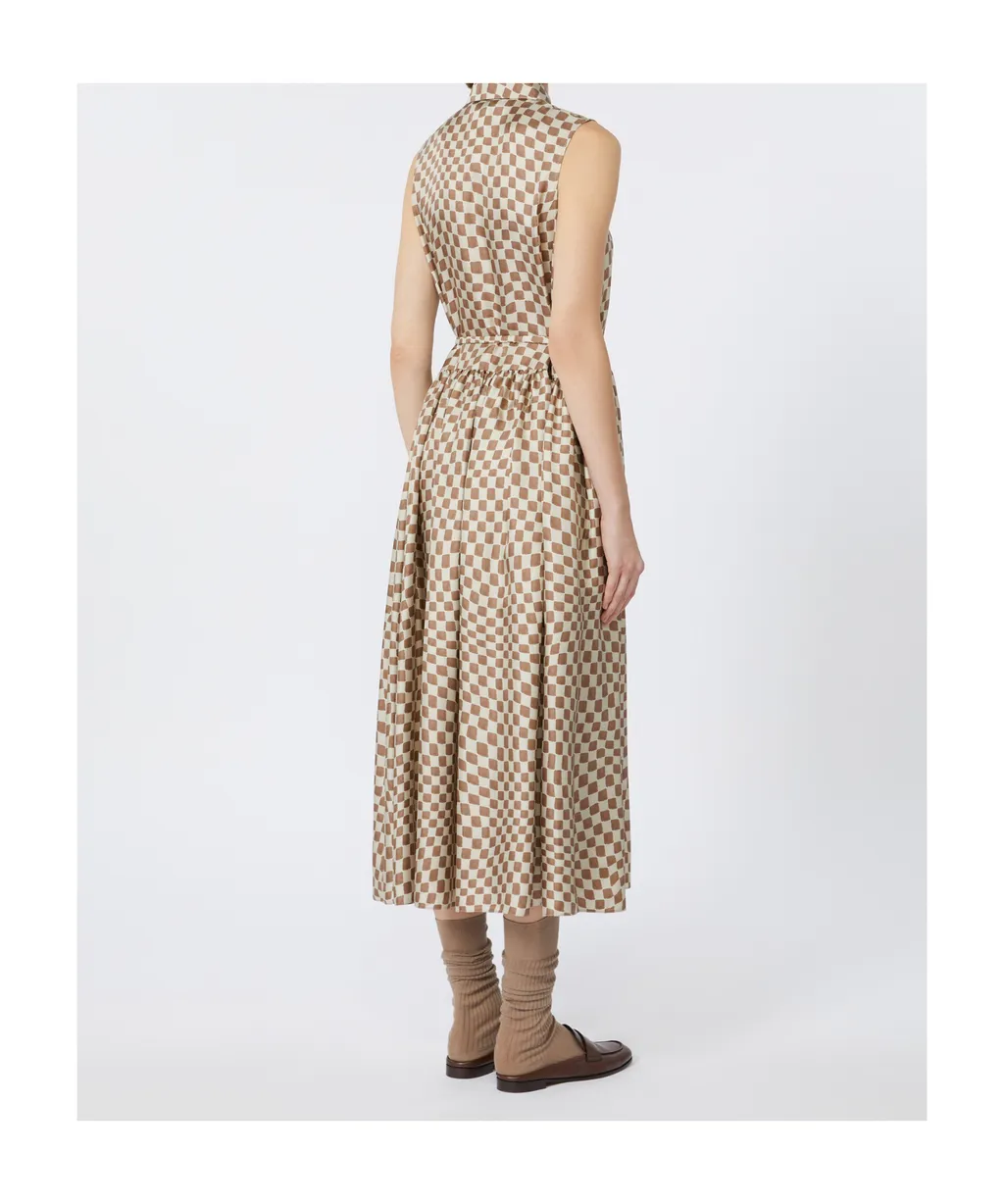 Flared Printed Silk Dress