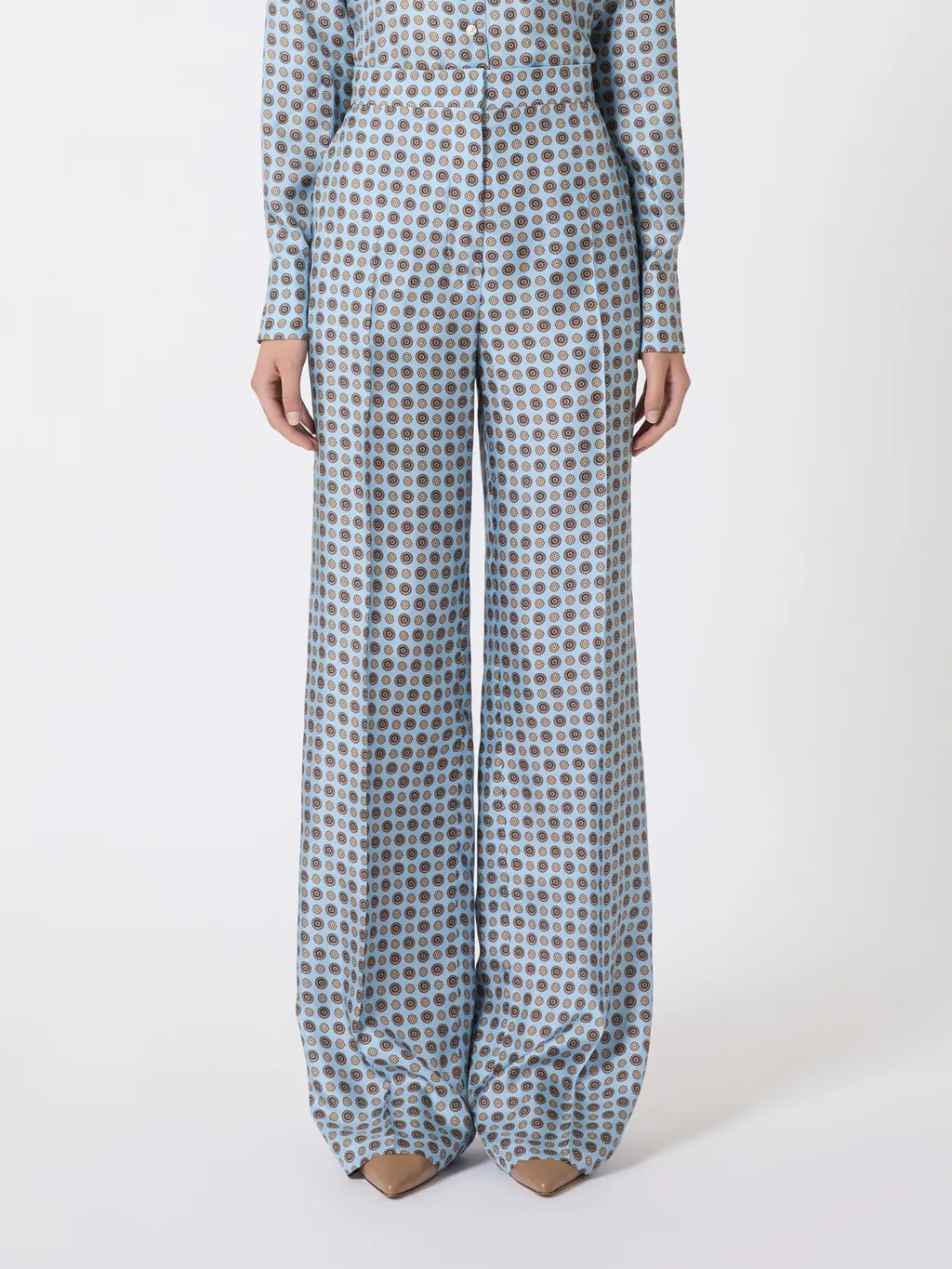 High-Waist Pattern-Printed Trousers