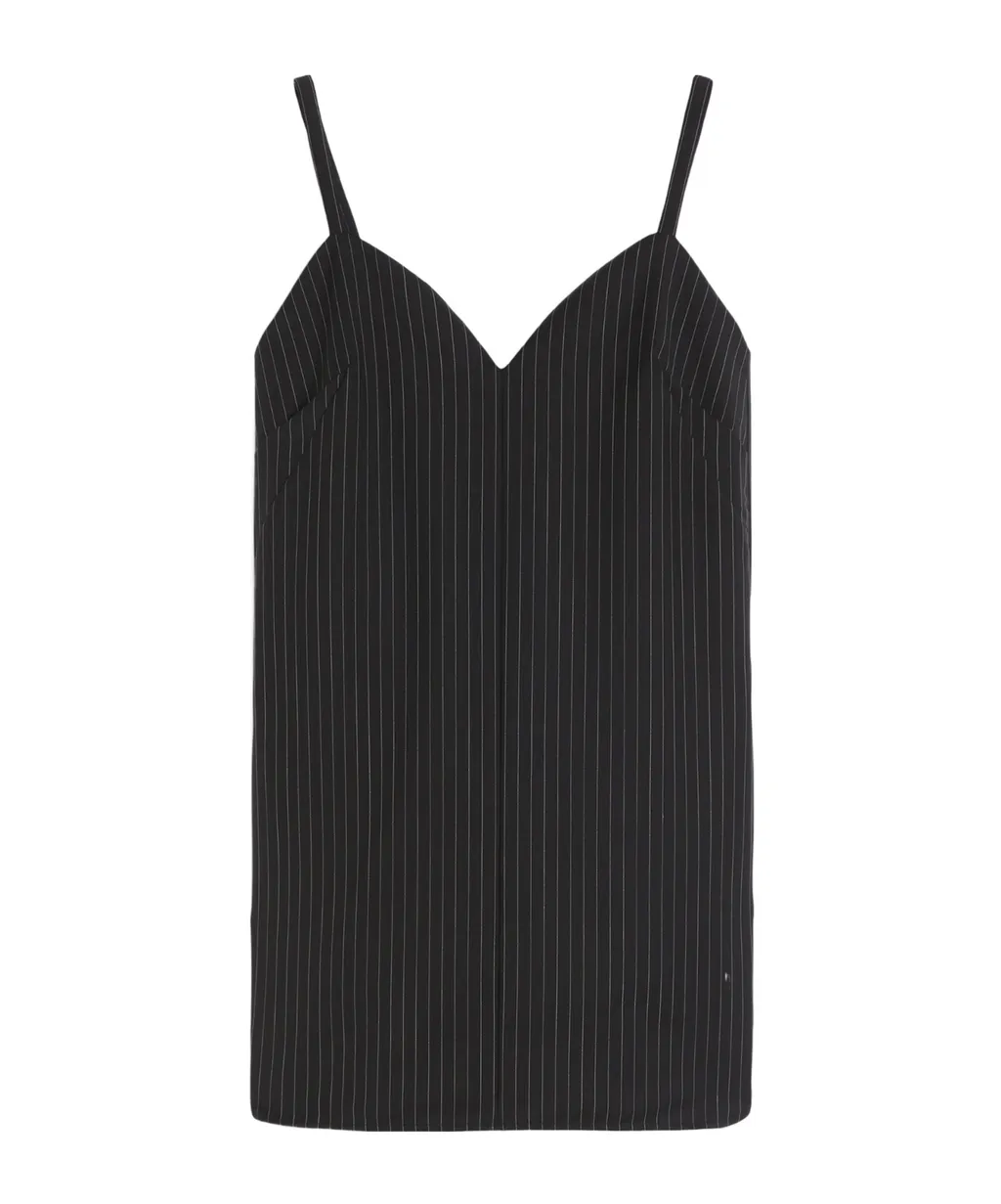 Elam Pinstripe Sweetheart-Neck Dress