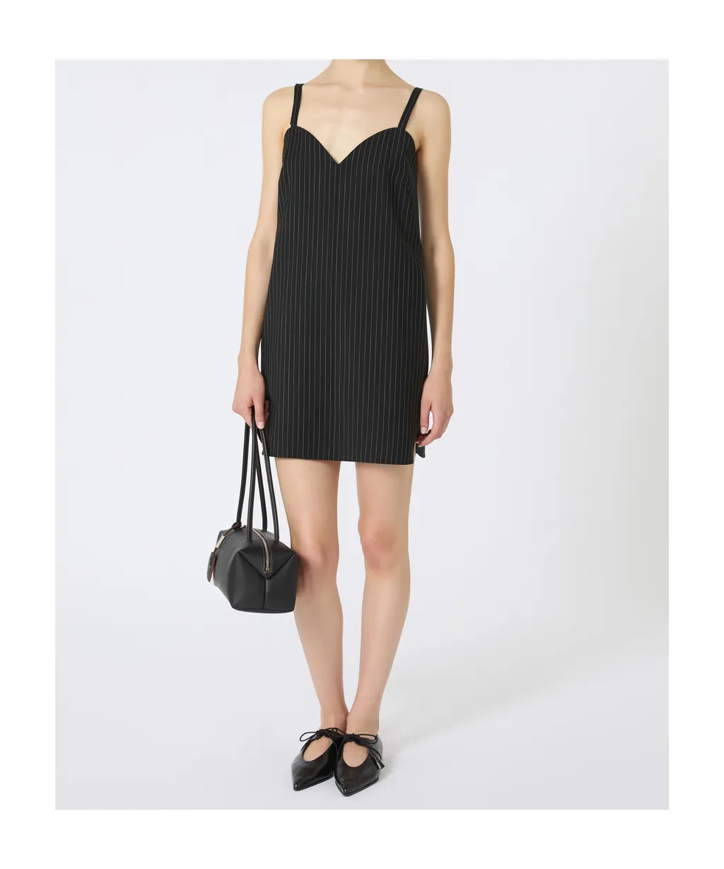 Elam Pinstripe Sweetheart-Neck Dress