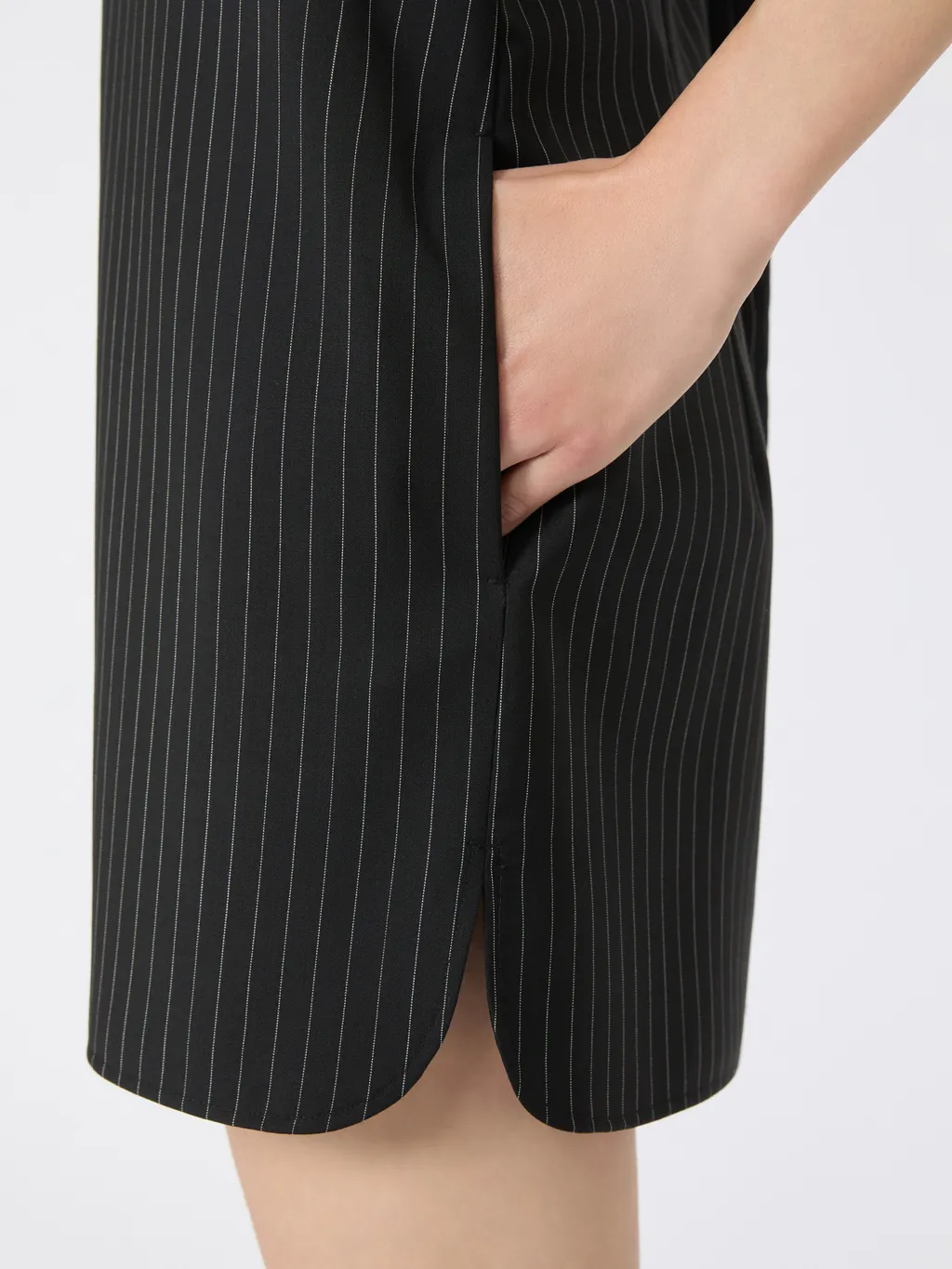Elam Pinstripe Sweetheart-Neck Dress