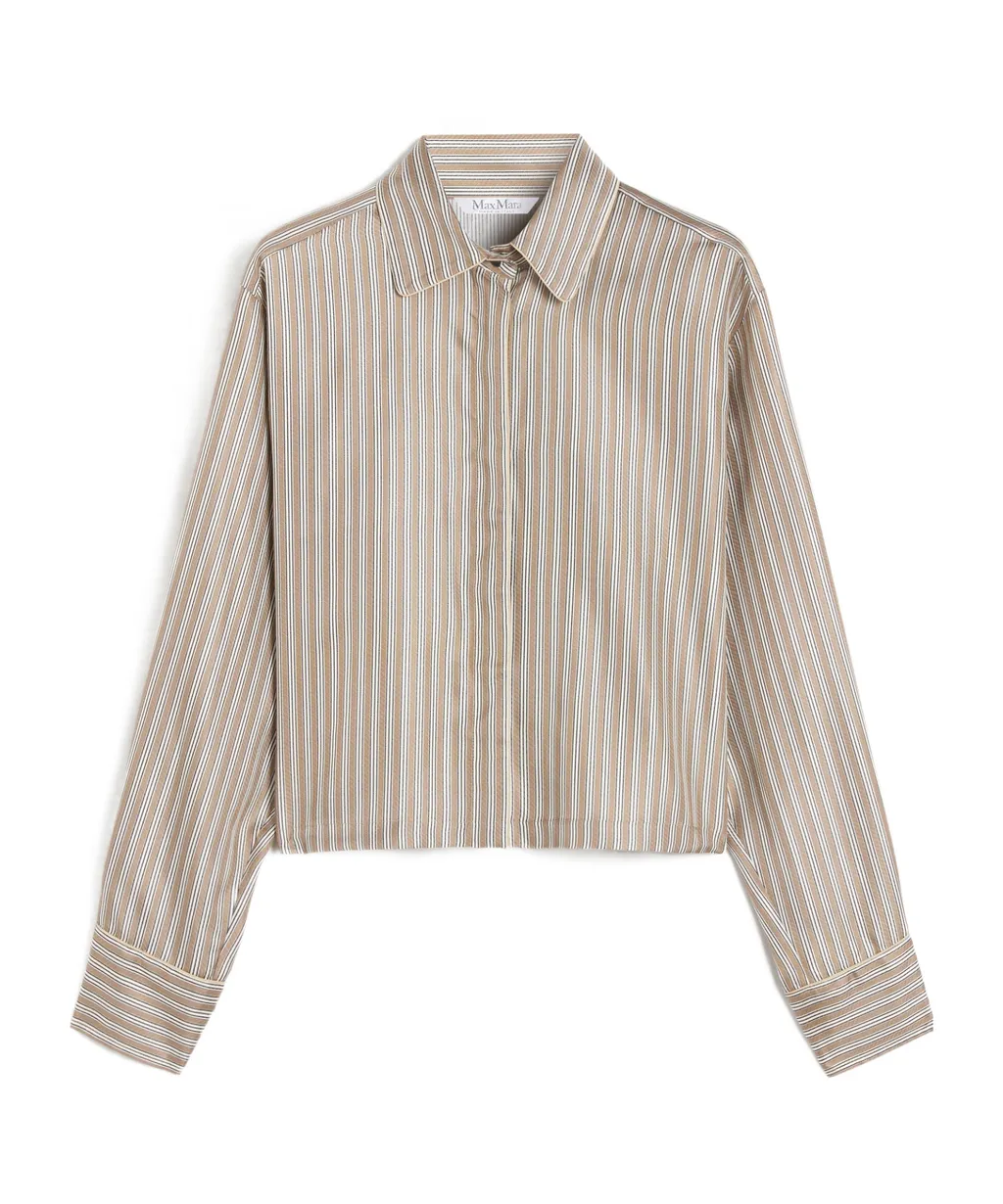 Printed Silk Cropped Shirt