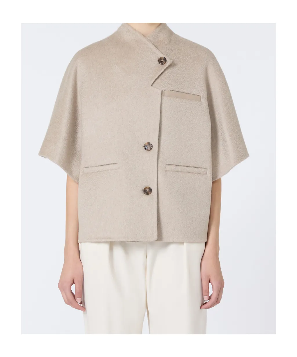 Long Cropped Cape In Cashmere Drap