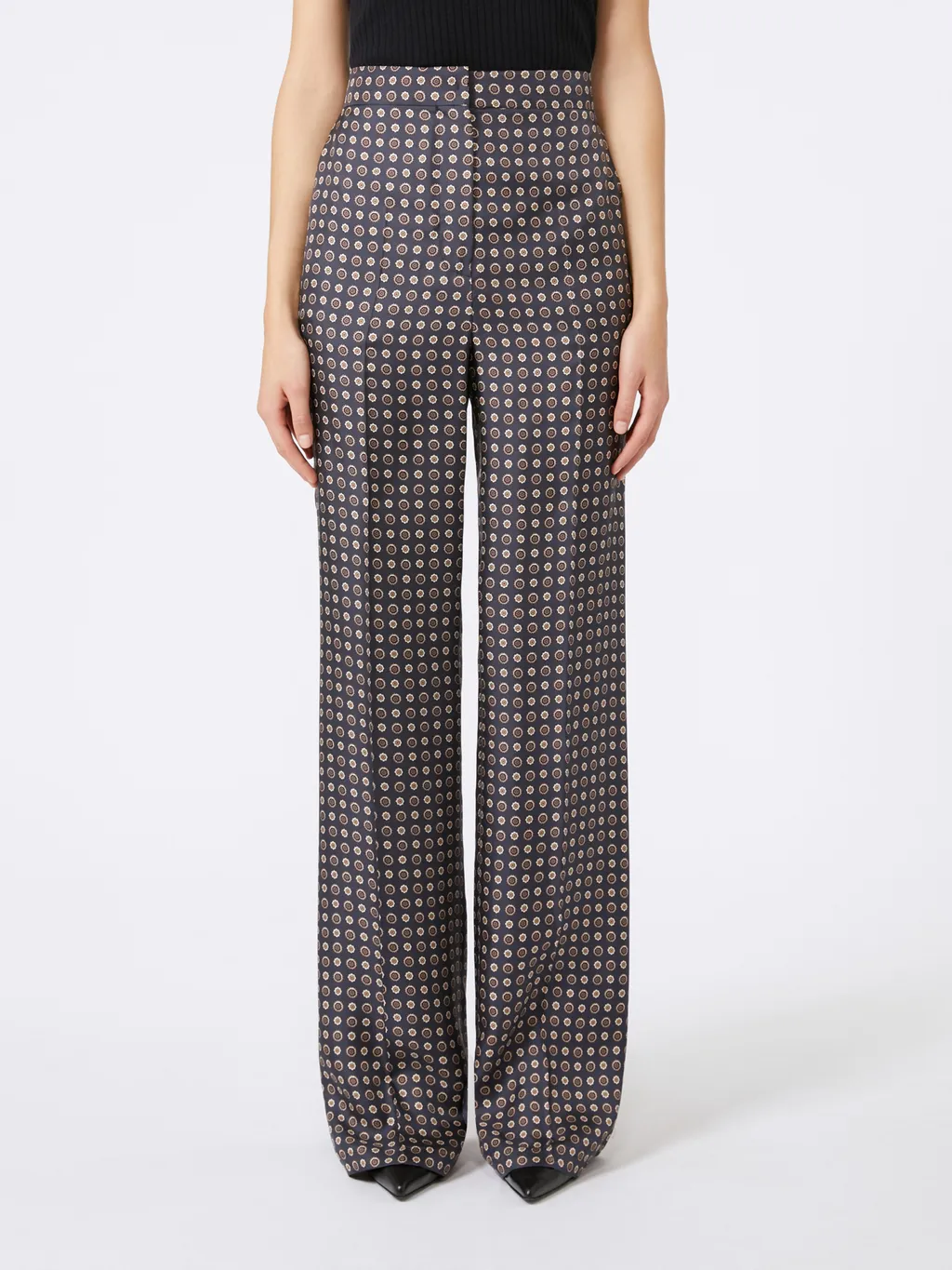 High-Waist Pattern-Printed Trousers