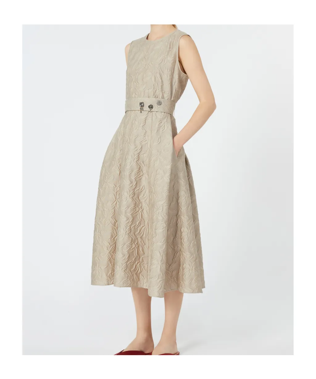 Belted Jacquard Dress