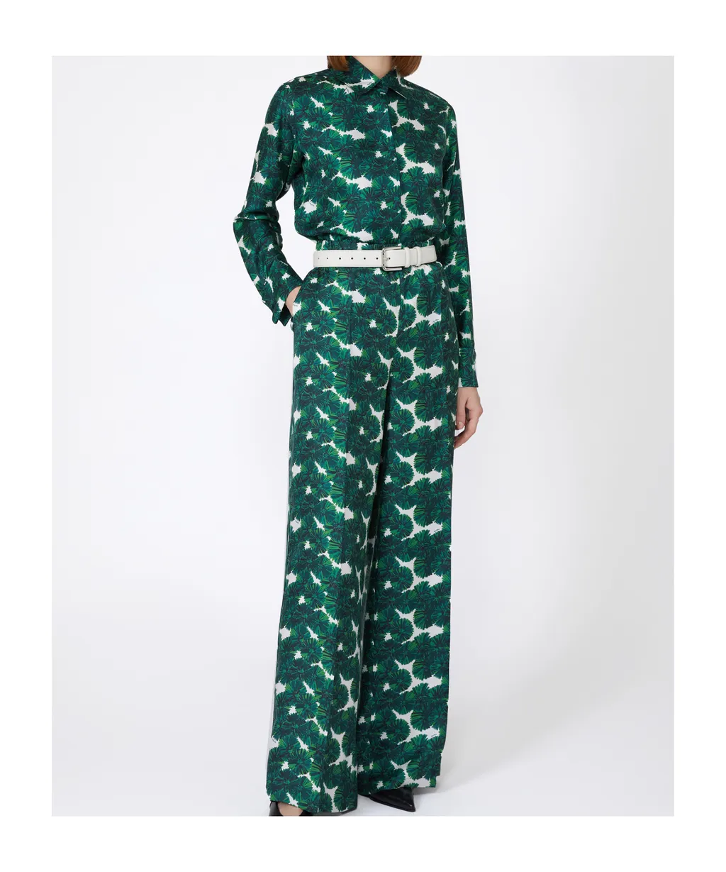 Mannish Printed Silk Shirt
