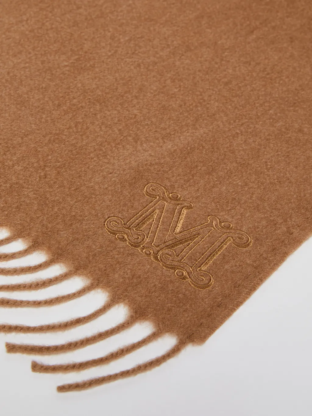 Camel Stole With Monogram Embroidery