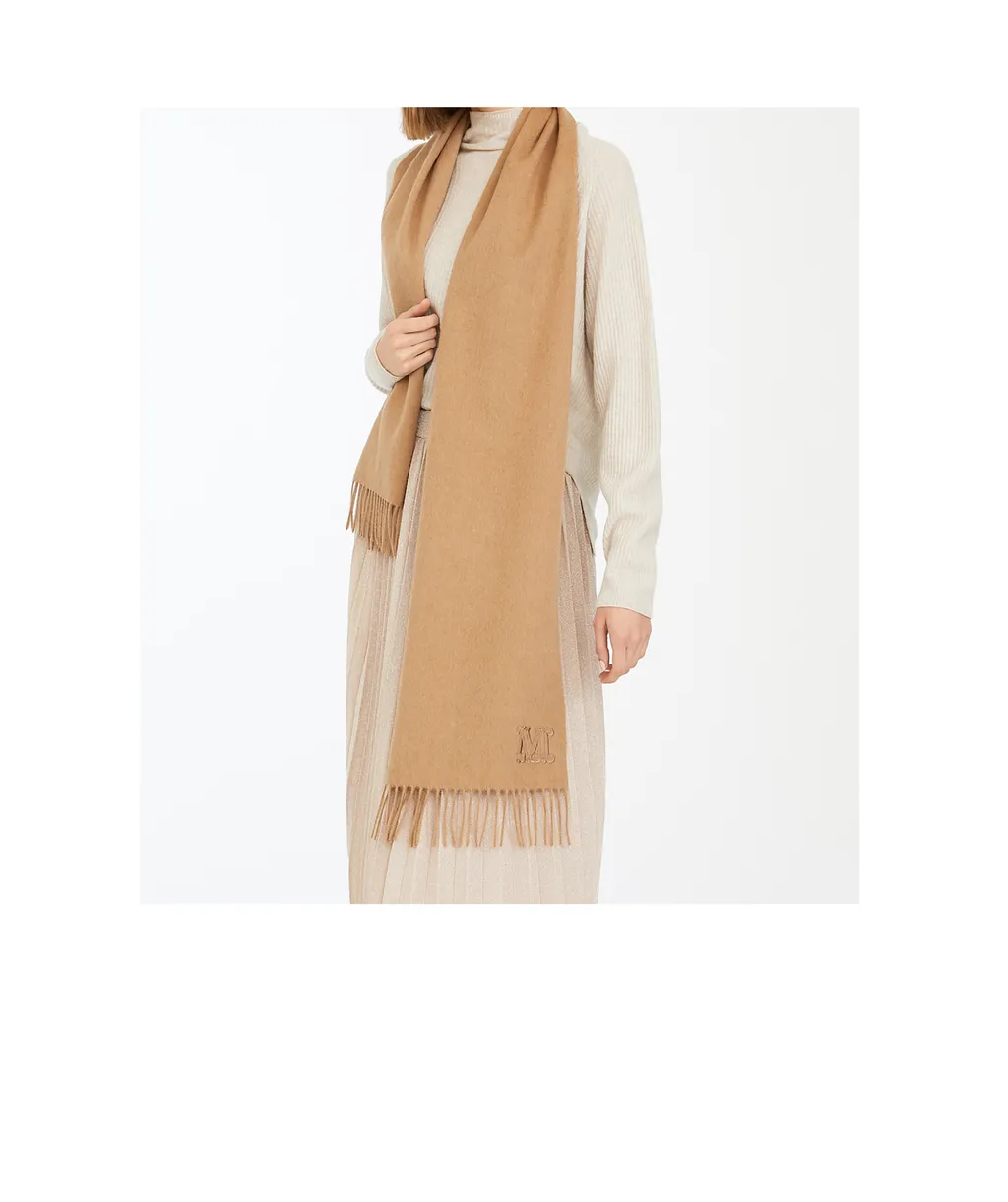 Camel Stole With Monogram Embroidery