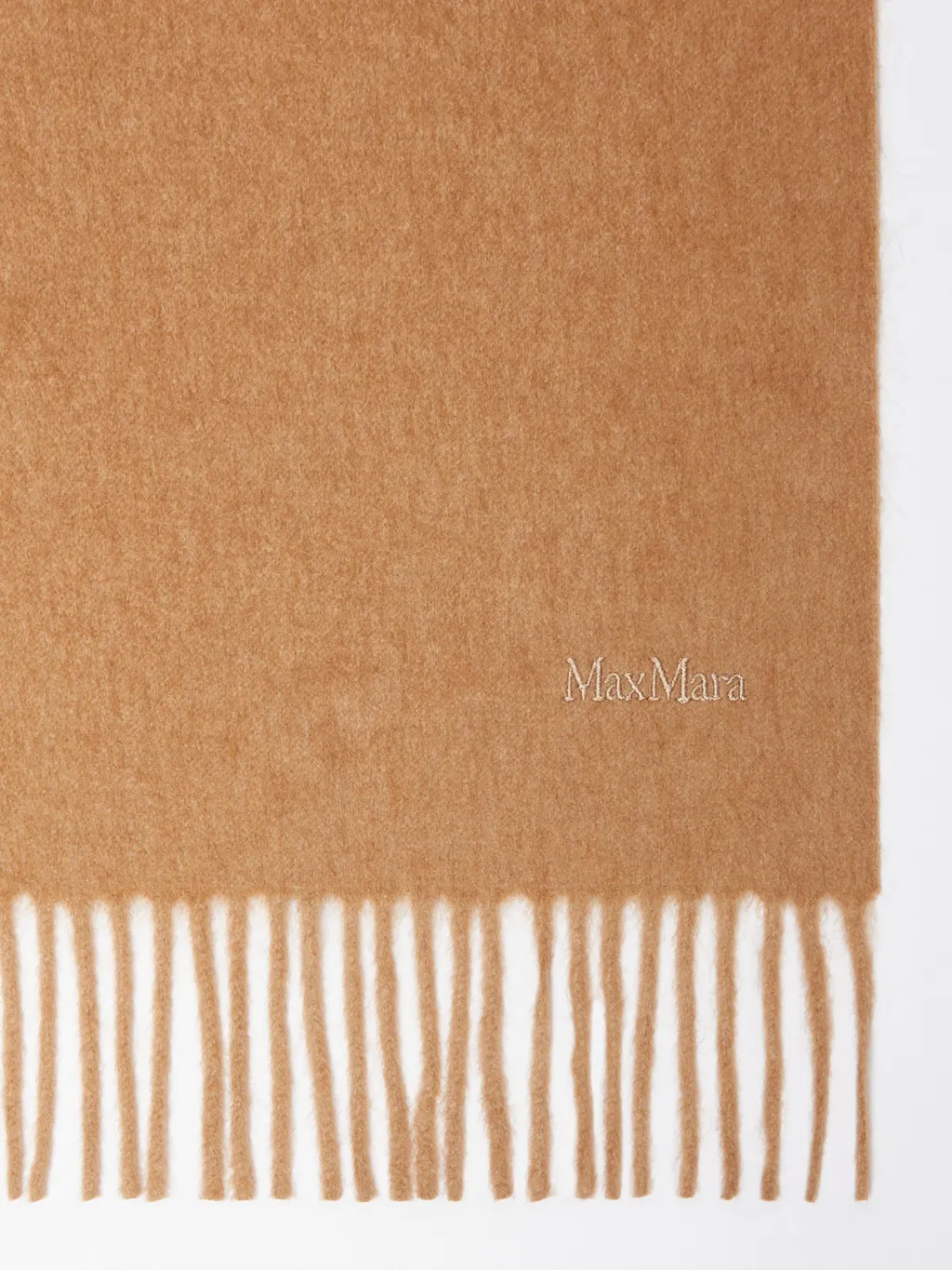 Logo Embroidered Fringed Scarf