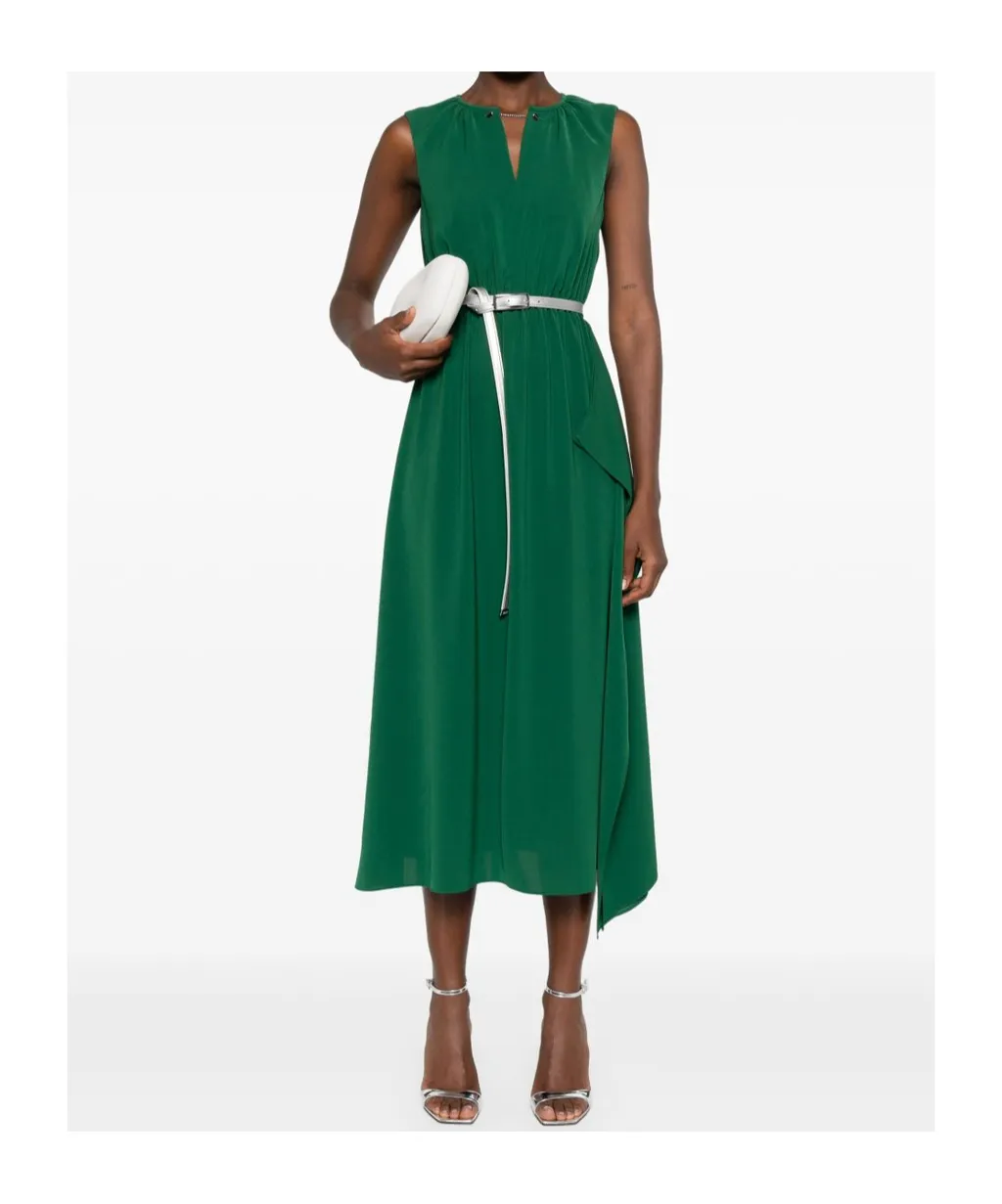 Gatheded Belted Sleeveless Dress