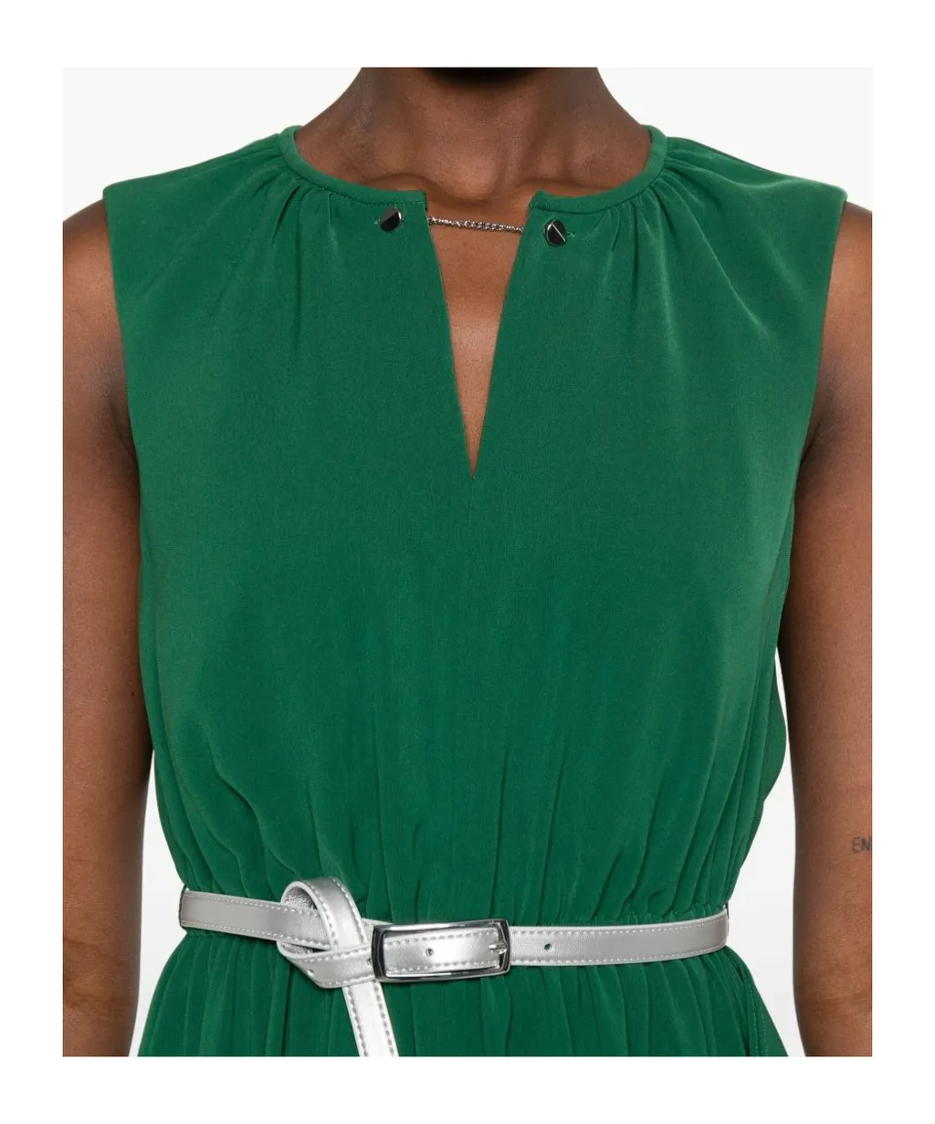 Gatheded Belted Sleeveless Dress