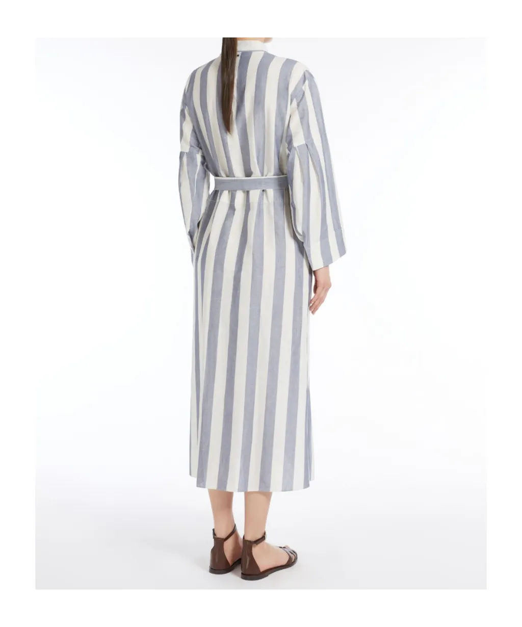Striped Belted Long-Sleeved Dress
