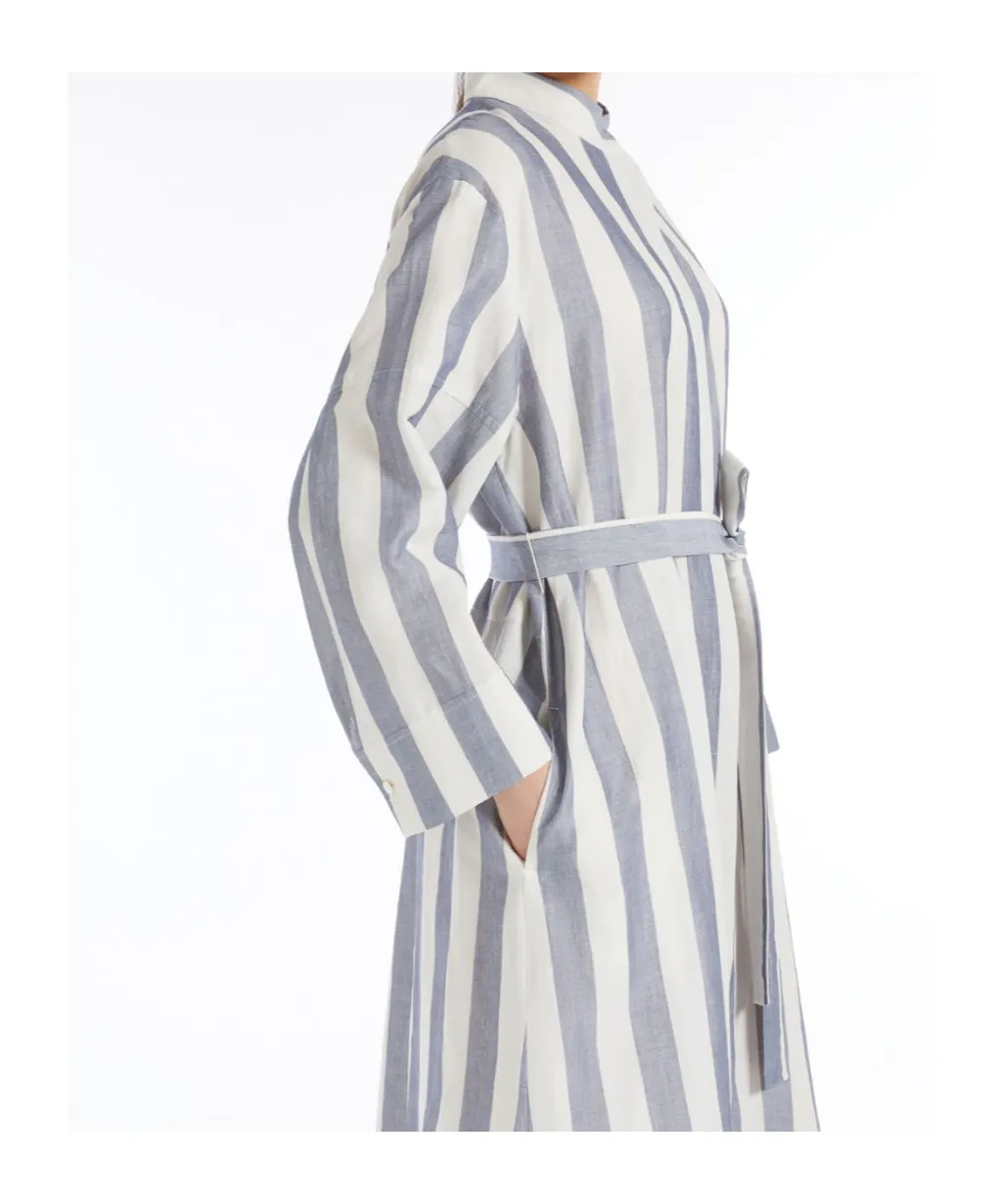 Striped Belted Long-Sleeved Dress