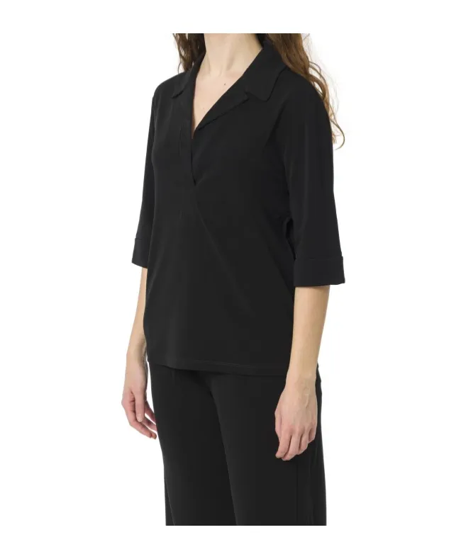 V-Neck Three-Quarter-Sleeved Blouse