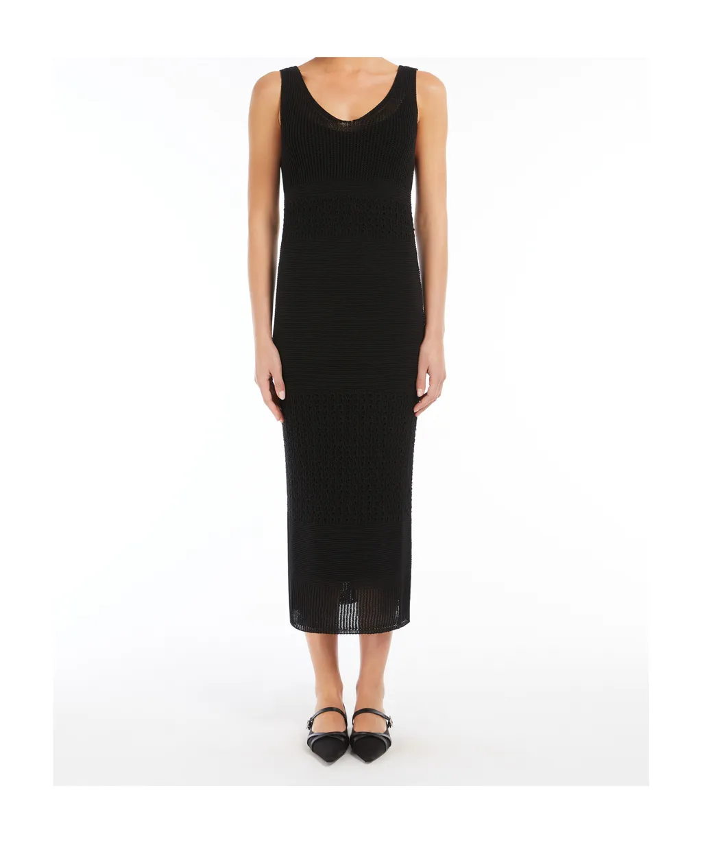 V-Neck Valois Knitted Midi Dress