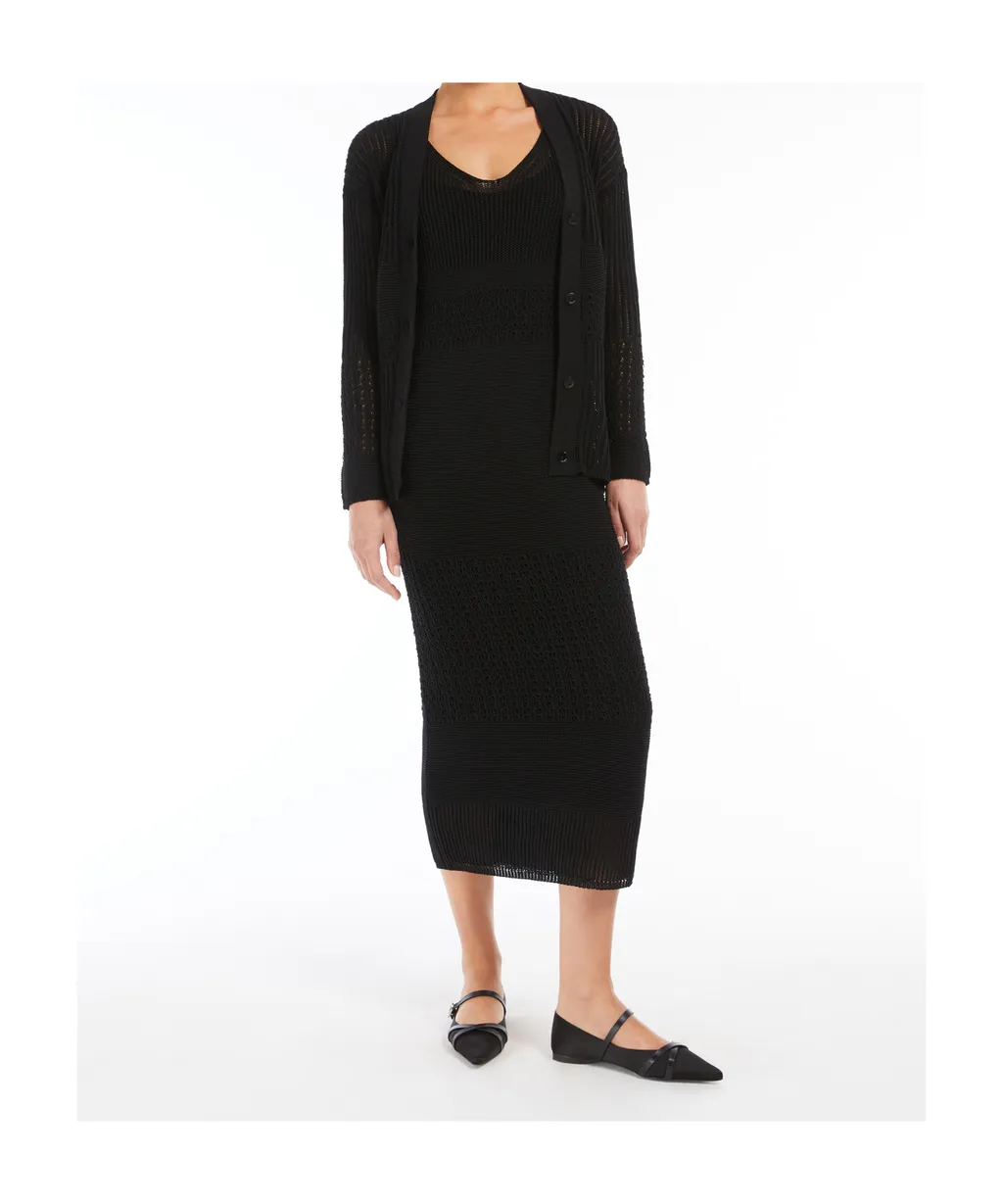 V-Neck Valois Knitted Midi Dress