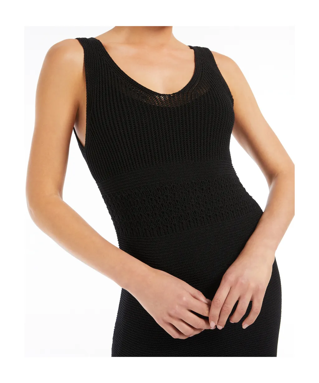 V-Neck Valois Knitted Midi Dress
