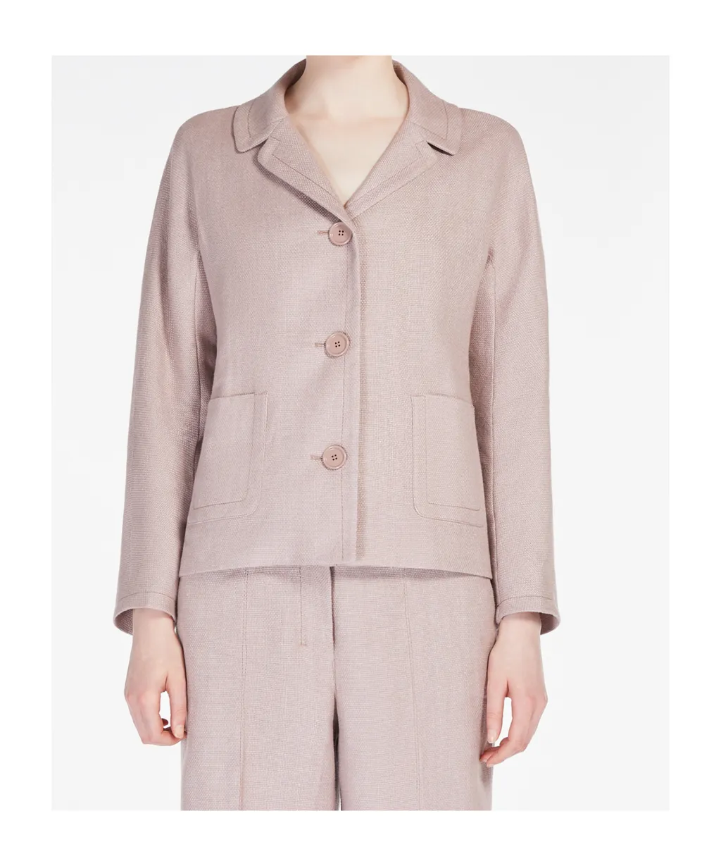 Boxy-Fit Linen And Cotton Basketweave Jacket