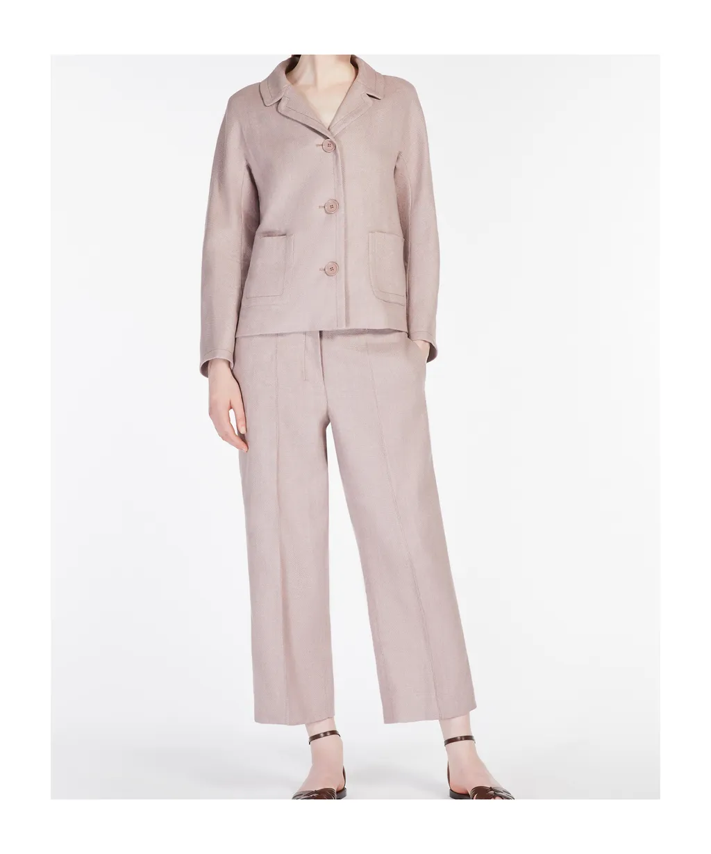 Boxy-Fit Linen And Cotton Basketweave Jacket