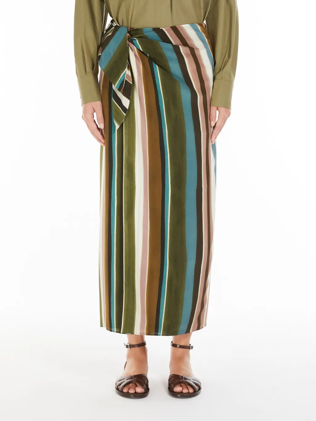 Patterned Crepe De Chine Pareo Skirt