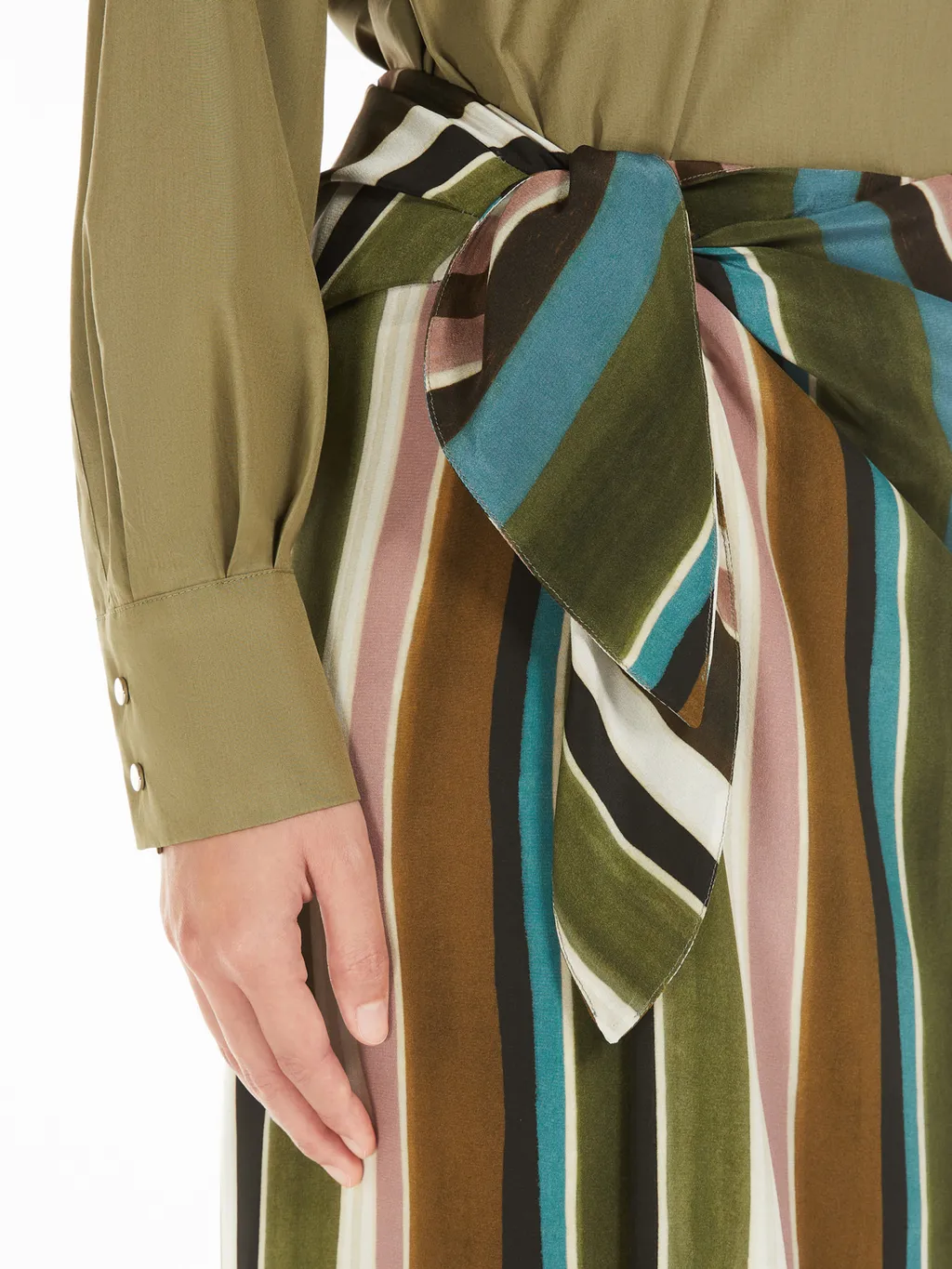 Patterned Crepe De Chine Pareo Skirt