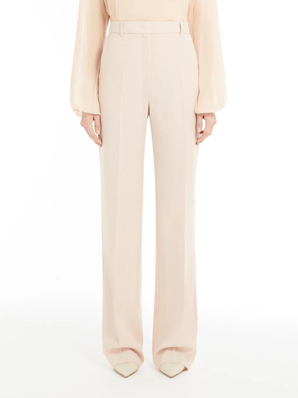 Straight-Fit Wool Satin Trousers