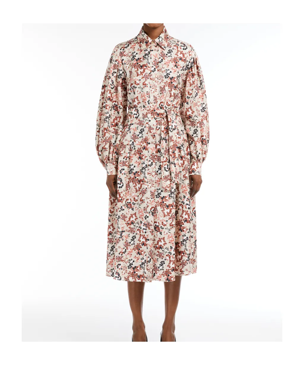Printed Silk Flared Dress