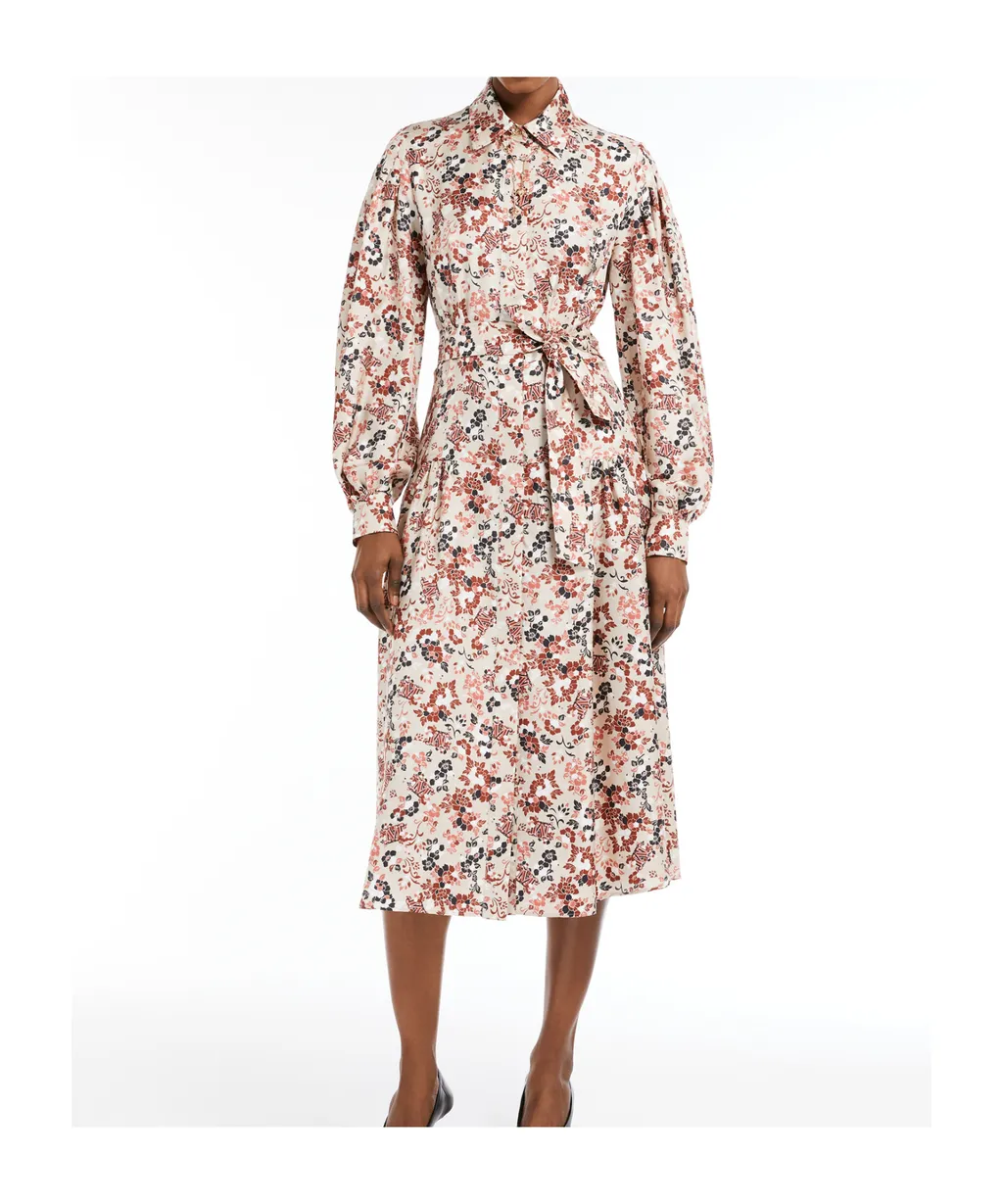 Printed Silk Flared Dress