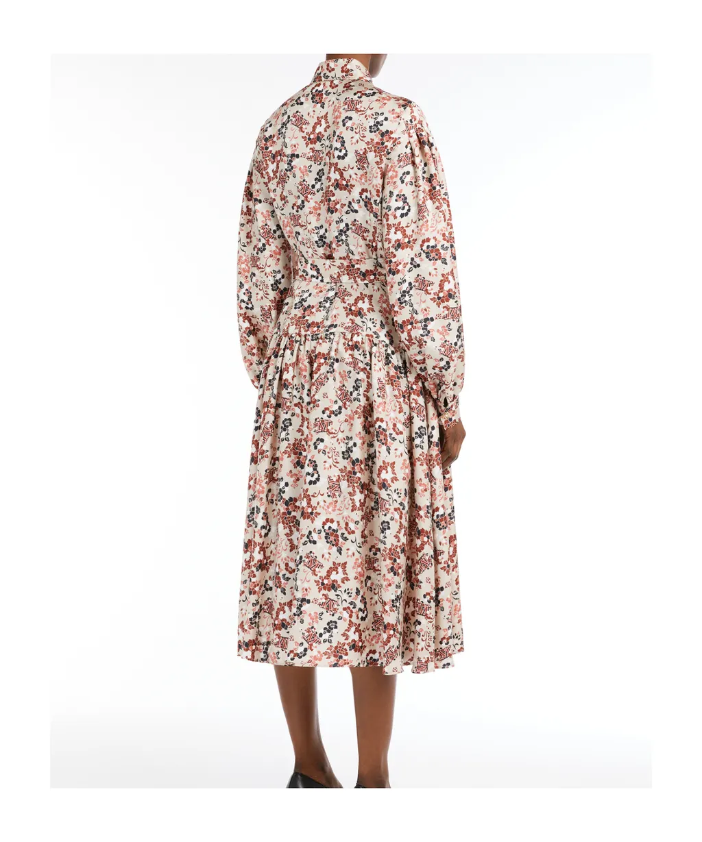 Printed Silk Flared Dress