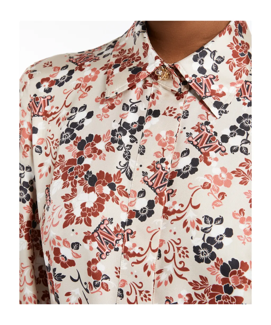 Printed Silk Flared Dress