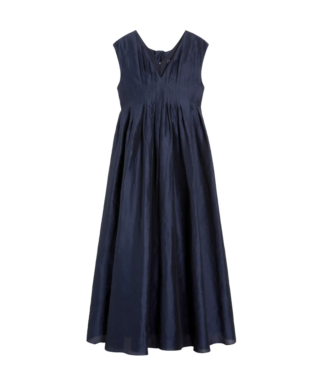 Pleated Cotton And Ramie Dress